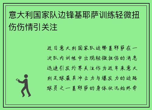 意大利国家队边锋基耶萨训练轻微扭伤伤情引关注 意大利国家队边锋基耶萨训练轻微扭伤伤情引关注